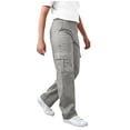 thumbnail image 2 of AHTJRT Cargo Pants for Girls Boys Kids Summer Straight Leg Trousers with Multiple Pockets Elastic Waist Hiking Sweatpants Gray 7-8 Years, 2 of 7