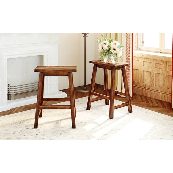 Walnut Counter Height Stools For Tight Kitchen Spaces Rustic - 2 Confined