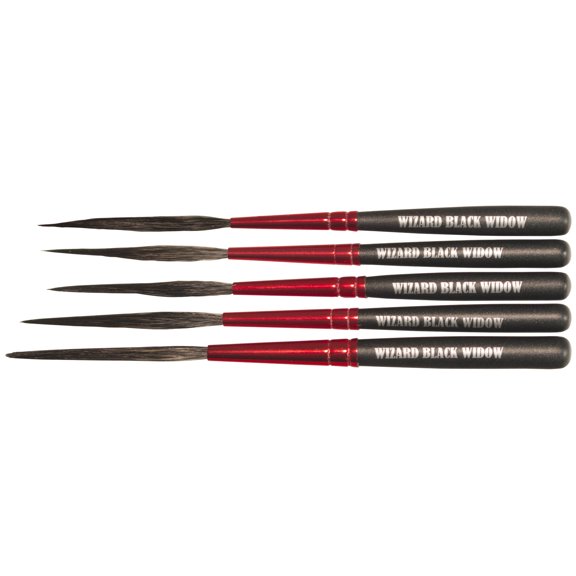 Andrew Mack Wizard Black Widow Scroll Striper Sizes 000, 00, 0, 1, 2 Set WBW