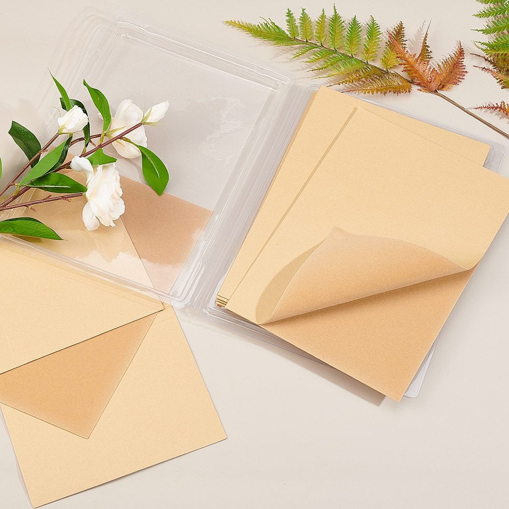 Jewelry Flocking Cloth Polyester Self-adhesive Fabric Rectangle Tan 29.5x20x0.07cm 20pcs/set