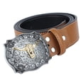 thumbnail image 4 of American Cowboy Cow & Arabesque Belt Buckle Leather Belt - Brown,, 4 of 7