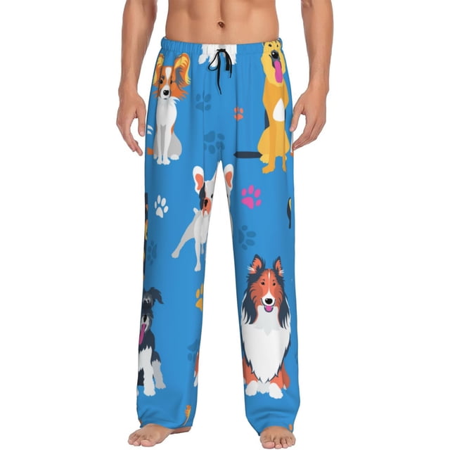 Fotbe Cute Dogs Pantalones de Pijama para Hombre, Pantalones de Dormir, Pantalones de Casa con Cintura Ajustable y Bolsillos-XX-Large