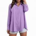 thumbnail image 2 of Godom Shirts for Women Oversized Long Sleeve Button Down Shirts Blouses Tops with Pocket, 2 of 7