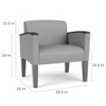 thumbnail image 4 of Belmont Lounge Reception Waiting Oversize Guest Chair / Black Steel Legs / Black, 4 of 5