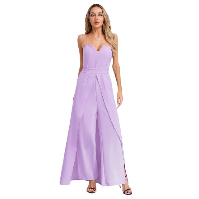 renvena Womens Off Shoulder Dress Ankle Length Ruffled Maxi Dressing Gown for Wedding Party Purple M