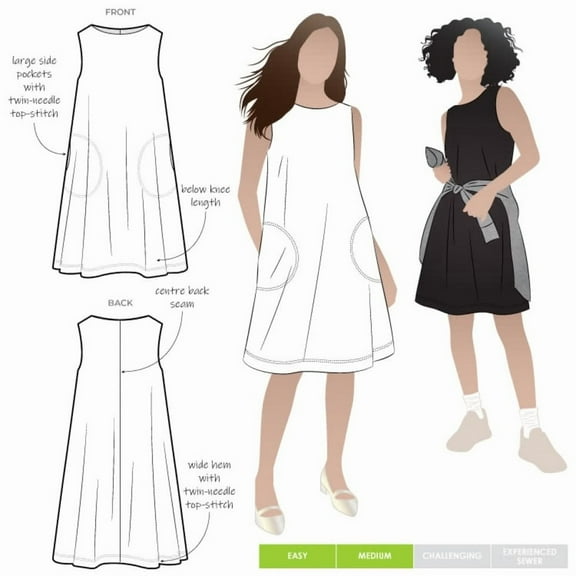Style Arc Sewing Pattern Lena Shift Dress Women