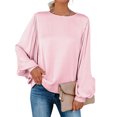 thumbnail image 1 of ZANZEA Chemises Décontractées en Soie à Manches Bouffantes à Col Rond pour Femmes, Blouse de Boîte de Nuit, Hauts, 1 of 11