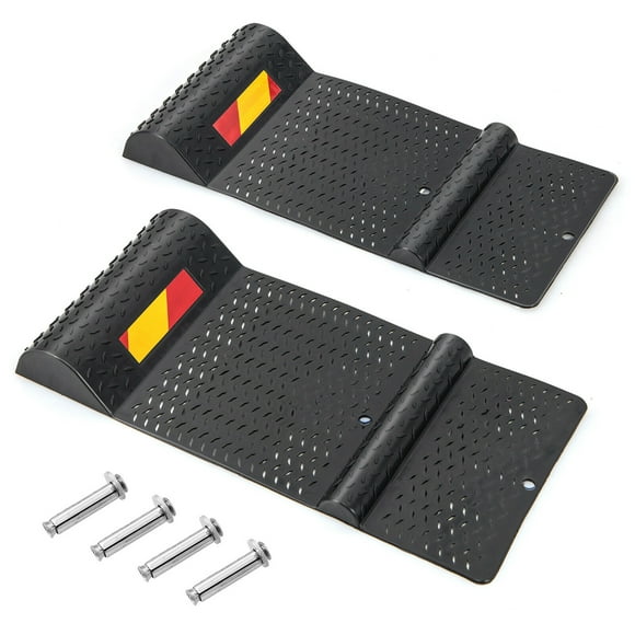 Gymax Garage Car Parking Mat 2 Pack Heavy Duty Wheel Stopper Non-slip Surface Black