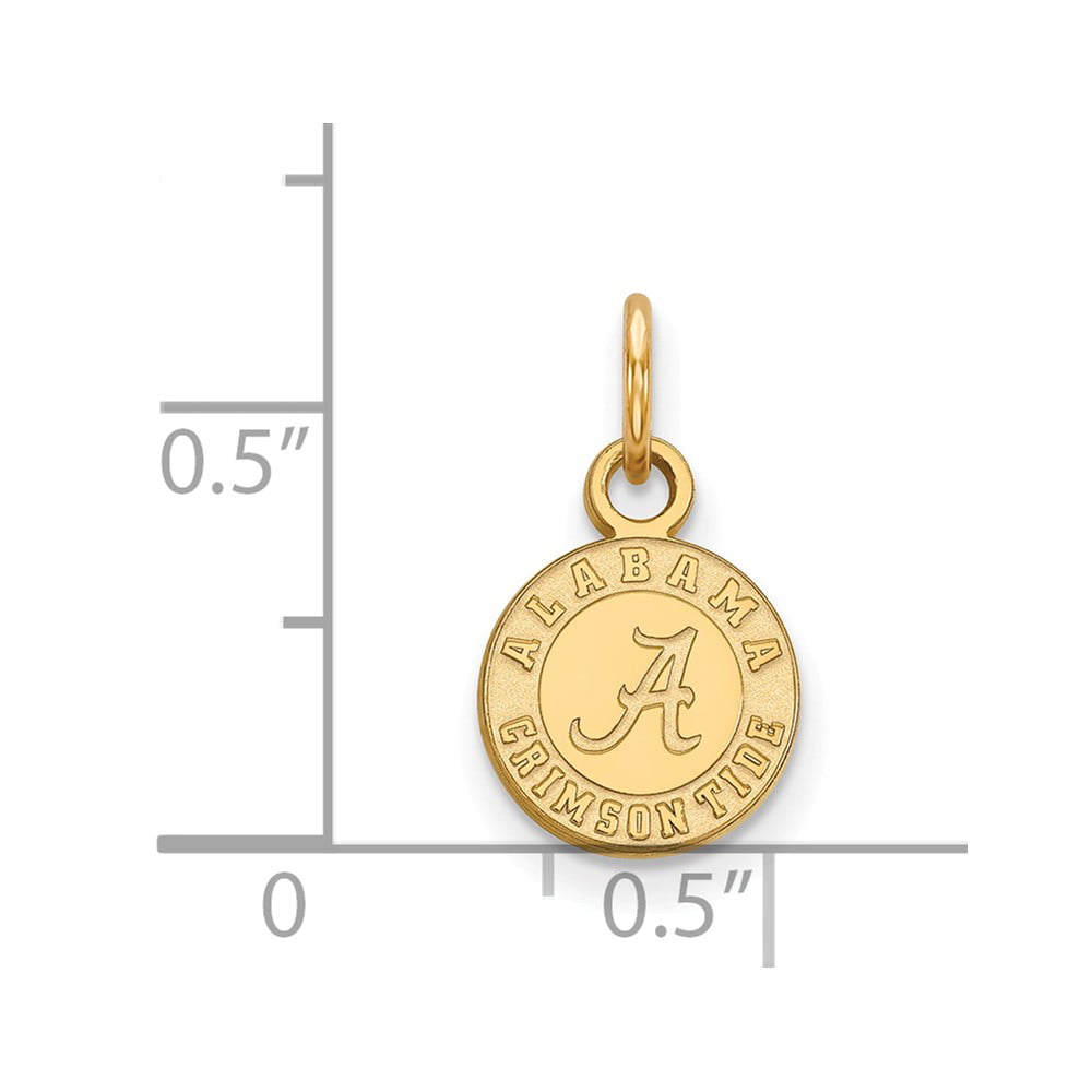 14mm Solid 925 Sterling Silver with Gold-Toned University of Alabama Small Pendant with Necklace 