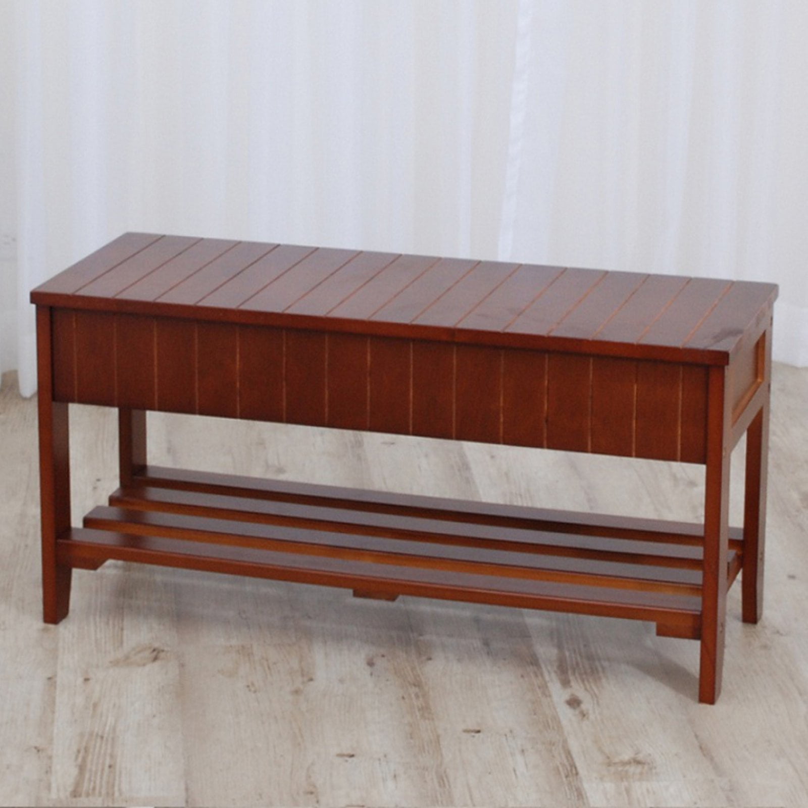 Roundhill Furniture Solid Wood Shoe Storage Bench Walmart Com