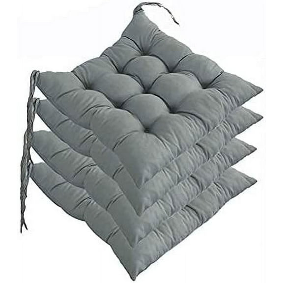 Nvzi-a Set of 4 Indoor/Outdoor Chair Cushion, Cotton Chair Pads Square, Cushions for Wicker Chair Seat, for Rocking, Dining, Patio, Camping, Kitchen Chairs (40X40cm),Gray