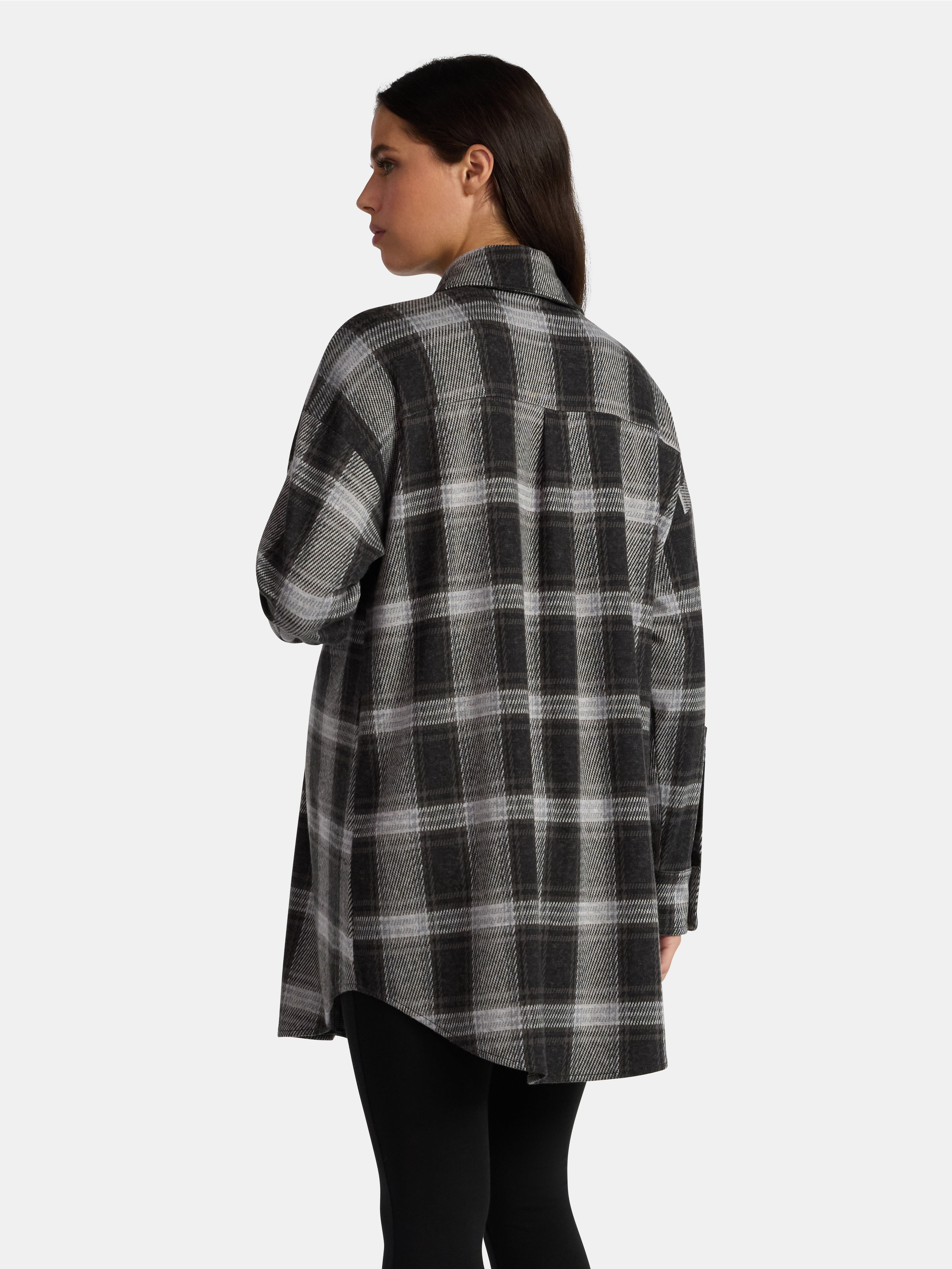Time and Tru Women's Maternity Boyfriend Button Up Shirt with Long Sleeves, Size S~XXL