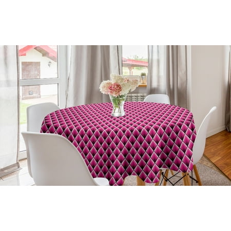 

Geometric Round Tablecloth Symmetrical Rhombus Inspired Elements Repeating Lozenges Tile Sharp Shapes Circle Table Cloth Cover for Dining Room Kitchen Decor 60 Hot Pink by Ambesonne