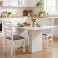 thumbnail image 4 of Gymax Dining Chairs Set of 4 w/ Tall Backrests Linen Fabric Upholstered Seats White & Gray, 4 of 8