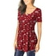 thumbnail image 4 of Puntoco - Camiseta de manga corta para mujer con cuello en V y estampado floral Puntoco Puntoco-561, 4 of 7