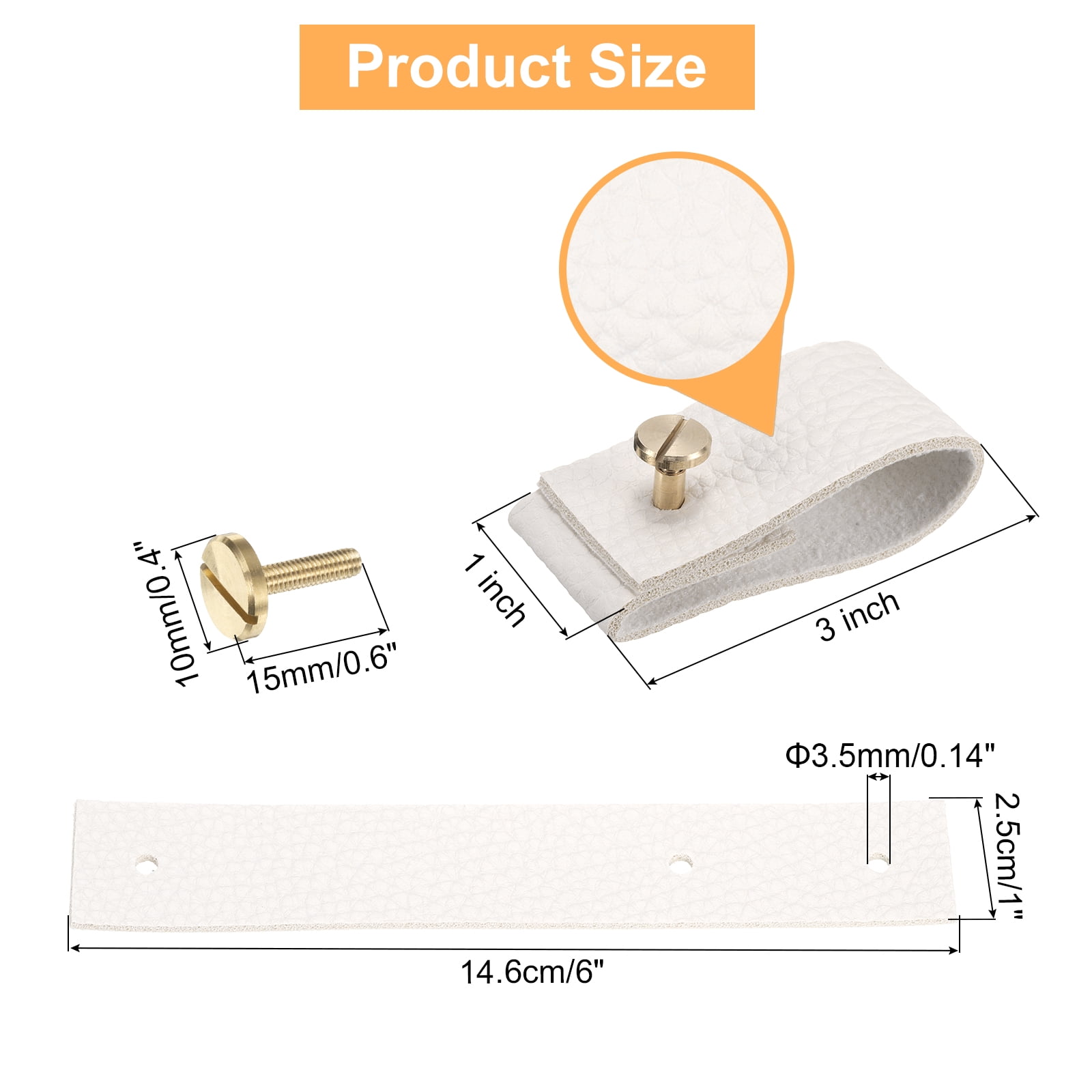 Unique Bargains Leather Drawer Pulls Replacement of Traditional Knobs White