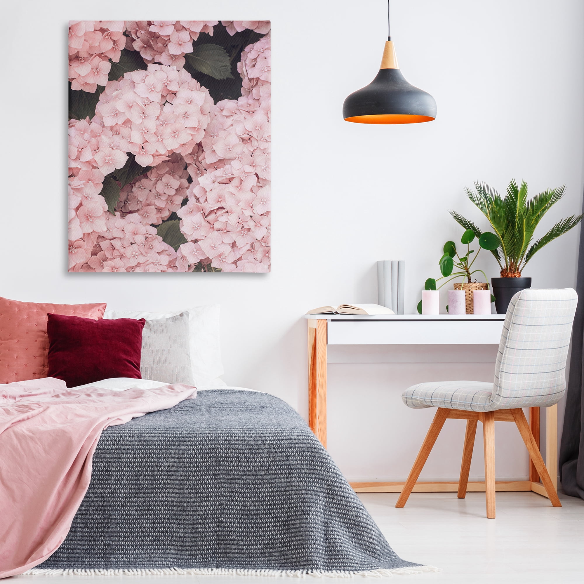 Stupell Industries Pink Hydrangea Blossoms Plants & Flowers Photography Wrapped Canvas Art Print Wall Art, 36 x 48