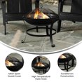 thumbnail image 4 of BizChair Set of 2 Black Modern Commercial All-Weather 2-Slat Poly Resin Adirondack Chairs with 22" Round Wood Burning Fire Pit, 4 of 12