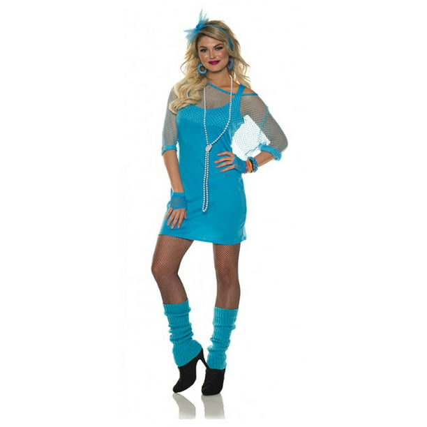 Totally 80s Neon Blue Womens Adult Dancing Rocker Halloween Costume ...