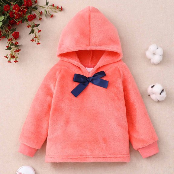 EQWLJWE Autumn Winter Infant Toddler Baby Boys Girls Long-sleeved Thickened Warm Flannel Hooded Sweater Girls' Harness Holiday Clearance