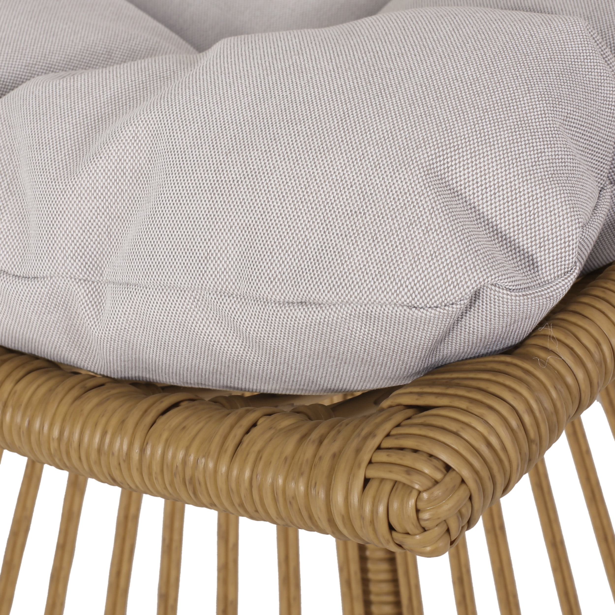 Jabe Wicker Outdoor High Back Lounge Chairs, Set of 2, Light Brown and Beige