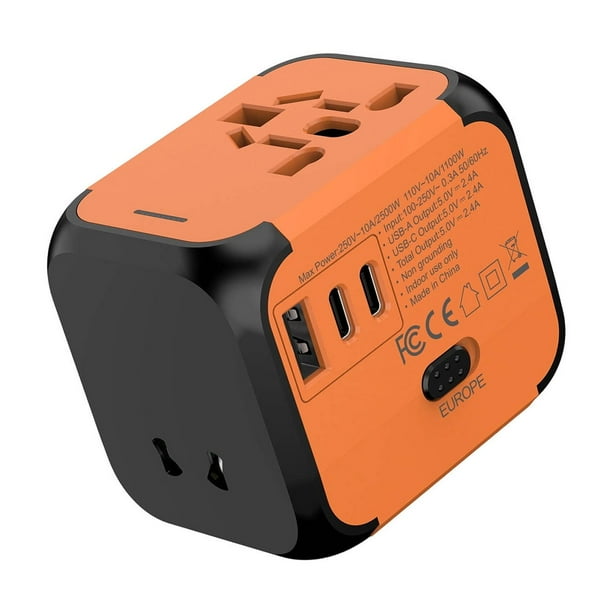 Adaptador De Viaje Universal, Cargador De Corriente Global, Convertidor De Enchufe, Diseo Compacto, Para Viajeros, Compatibilidad Multivoltaje, Compatibilidad Universal, Ligero, Para, Ukhbmc