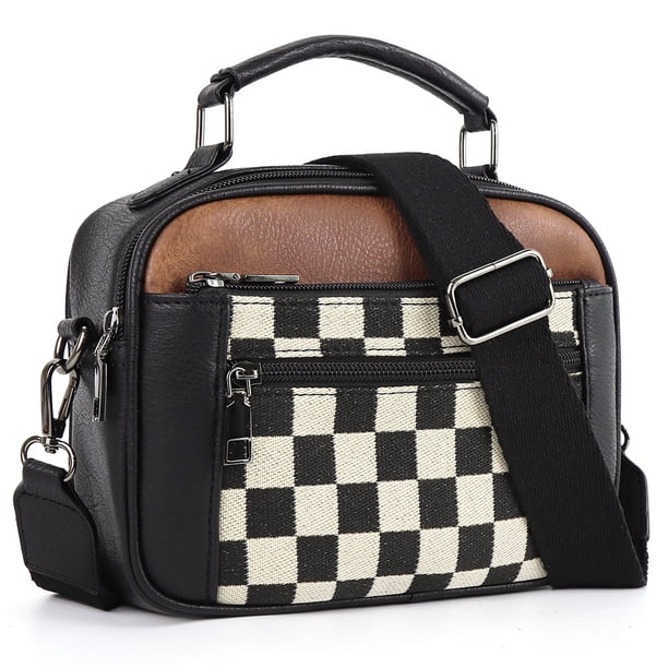Bolso La Superior para Mujeres Checke Pu Cuero Viajar Rojo