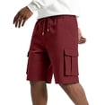 thumbnail image 3 of Relaxed Fit Cargo Shorts for Men with Deep Side Pockets - Elastic Waist Drawstring Casual Walking Shorts - Lightweight Quick-Dry Utility Work Shorts for Summer Wine S, 3 of 9