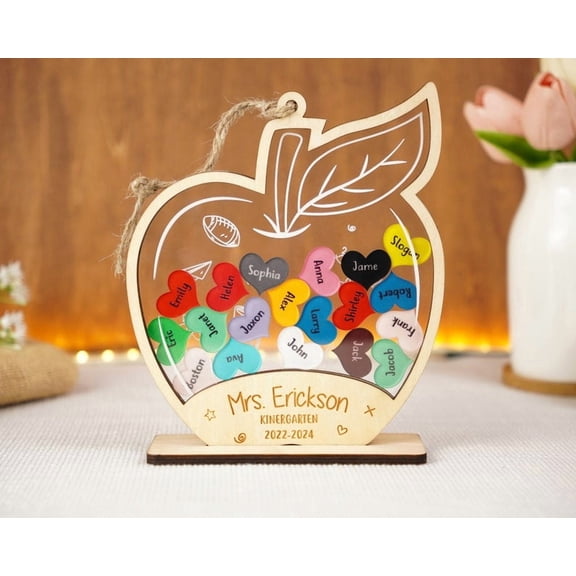Teacher Apple Shaker Jar, Teacher with Students' Name Reward Jar, Thank You Gifts for Teacher, End of Year Appreciation Gift, Classroom Decor