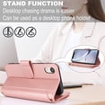 thumbnail image 6 of ELEHOLD for iPhone XR PU Leather Wallet Case, with Card Holder Strap Shoulder Lanyard for Women Men, Durable Zipper Kickstand Cover for iPhone XR,Rosegold, 6 of 10