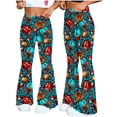 thumbnail image 2 of Womens Pants Football Print Flare Pants Casual Loose Sports Fitness Yoga Wide Leg Long Trousers, 2 of 9
