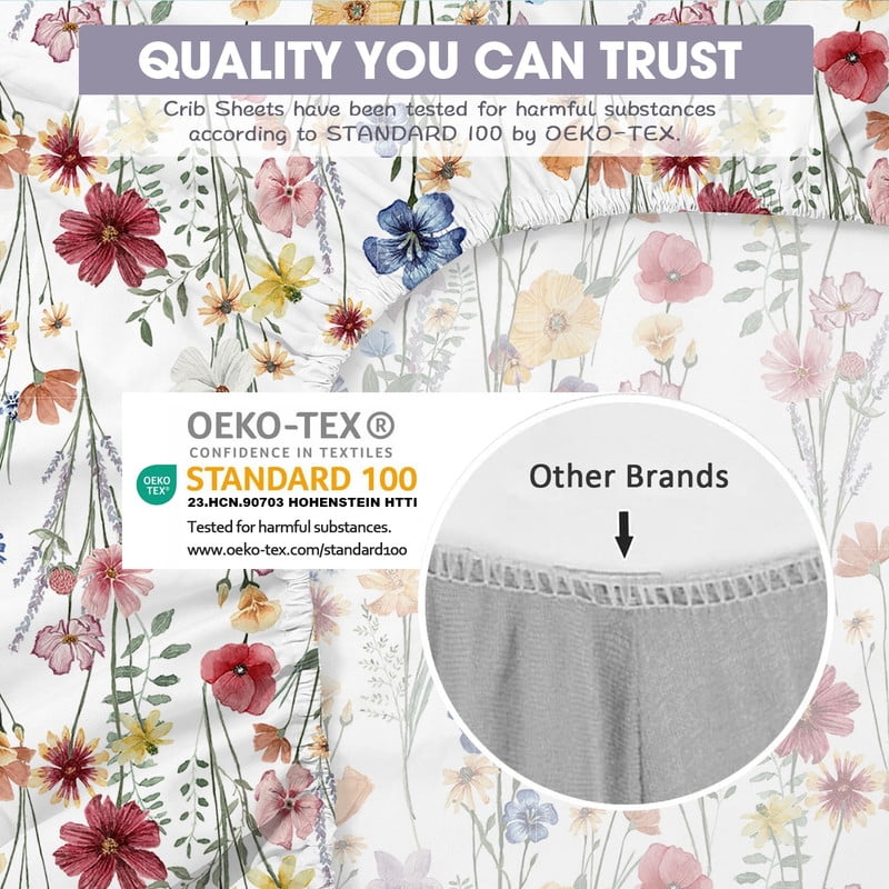 Little Grape Land Crib Sheets for Baby Girls 4 Pack, 28"x 52" Extra Soft Microfiber Crib Sheet Set for Standard Crib & Toddler Mattress Pad,Butterfly&Floral