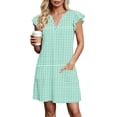 thumbnail image 5 of Levmjia Women's Gingham Dress Summer Sleeveless V Neck Casual Shift Dress with Pockets Cute A Line above Knee Length Dress for Women Daily Vacation Beach Sundress, 5 of 6