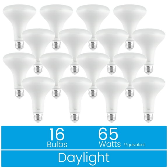 Great Value BR30 LED 7.5W (65W Equivalent) Daylight E26 Medium Base Floodlight Bulbs, Dimmable, 16 Pack