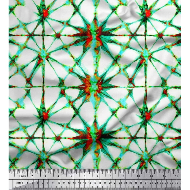 Soimoi Poly Georgette Fabric Floral Tie-Dye Decor Fabric Printed Yard 52 Inch Wide