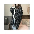 thumbnail image 2 of WOMENS CAMPUS PLAID CHECK SHIRT LONG SLEEVE COTTON BUTTON DOWN BLOUSE TOP, 2 of 5