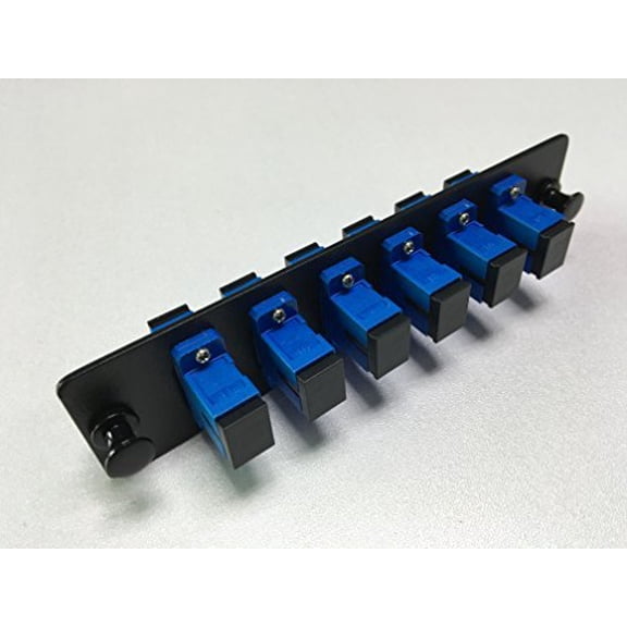 RiteAV LGX Footprint SC Adapter Panel, 6 Ports, Loaded w/6 SC Simplex Singlemode Adapters, Black