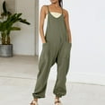thumbnail image 2 of Athletic Romper, Women's Causal Jumpsuits V Neck Sleeveless Overalls Summer Adjustable Strap Pants Romper with Pockets Cute Jumpsuits for Women Green XXL, 2 of 5