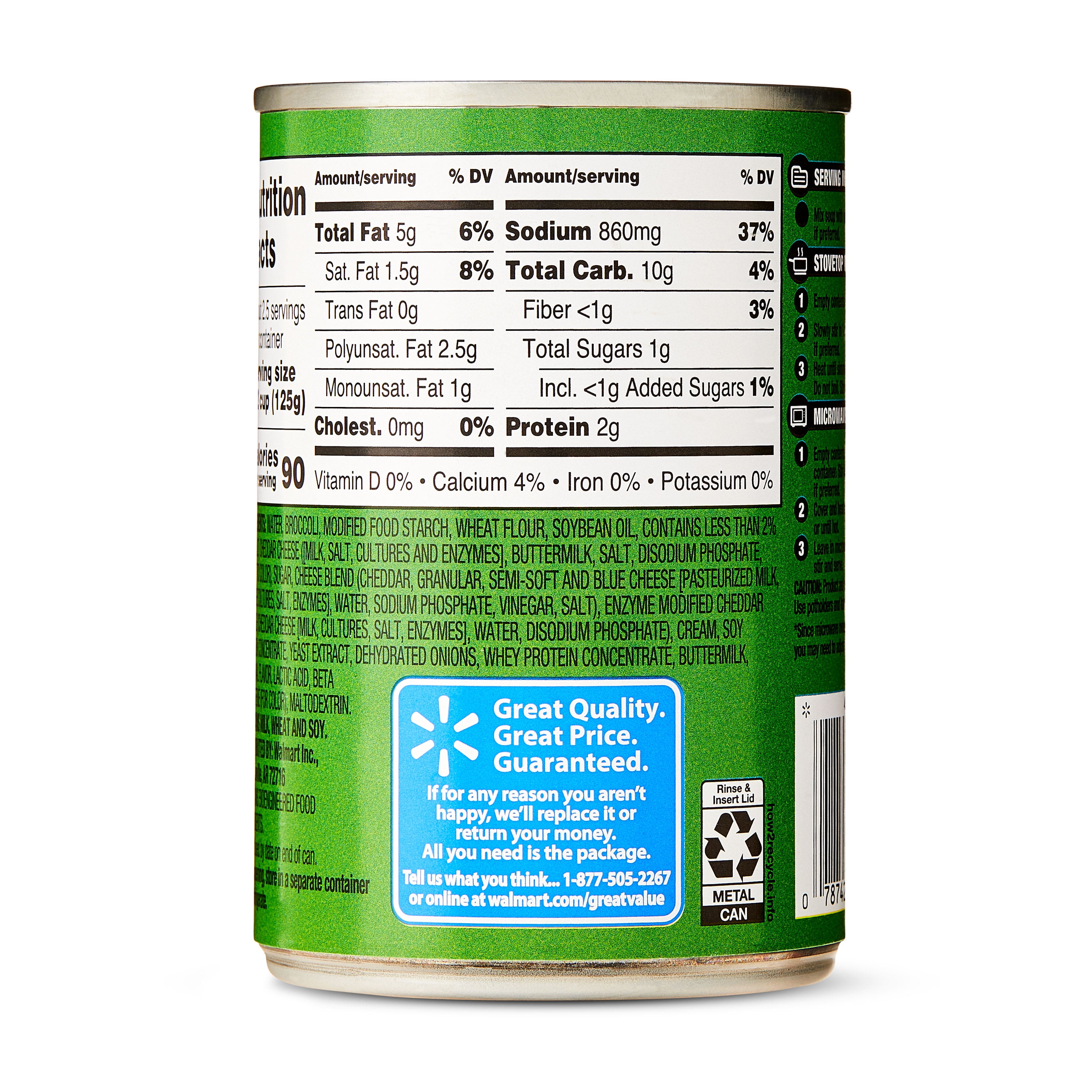 Great Value Broccoli & Cheddar Condensed Soup, 10.5 oz Can