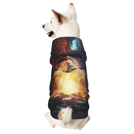 Gaeub Red And White Flame Fox Print Small Pets Wear Hoodies Dog Pullover Cat Apparel Fashion Pet Clothing for Small Medium Dogs and Cats-XX-Large
