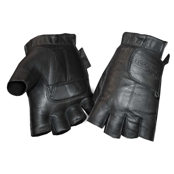 Redline Women's Gel Padded Leather Fingerless Motorcycle Gloves, Black
