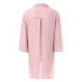 thumbnail image 4 of DuoJiaJ Women's European And American New Tie Up V Neck Loose Slit Hem Shirt Women's Work Shirts Pink M, 4 of 4