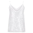 thumbnail image 3 of Frostluinai Vest Tops for Women Sequined Spaghetti Strap Camisoles V Neck Sleeveless Tank Tops Sparkly Holiday Party Vests Solid Color Camis, 3 of 5