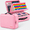 Pink, variant on Fireproof Document Box with Lock, Hard Shell Accordion File Organizer with 13 Pockets, Portable Safe Storage Case for Important Documents, Home Office Travel, Black