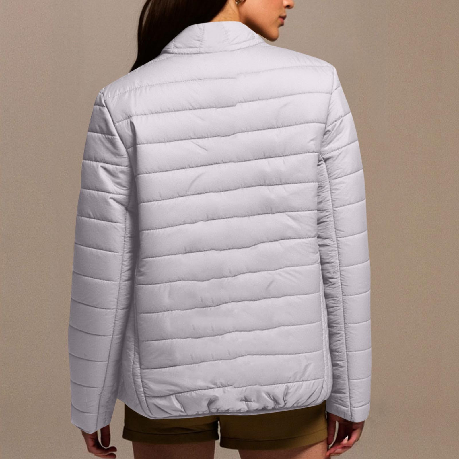 Women's Puffer Jackets Quilted Packable Puffy Coats Lightweight Winter Warm Zip Up Down Jacket Stand Collar