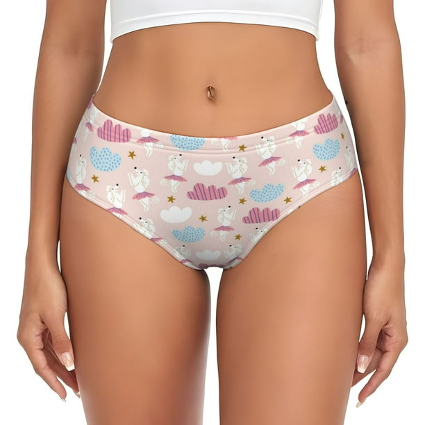 Fotbe Poodle In Ballet Skirts Dancing Calzones Estampados para Mujer – Ropa Interior de Algodón, Cómoda, Suave y Elástica-X-Small