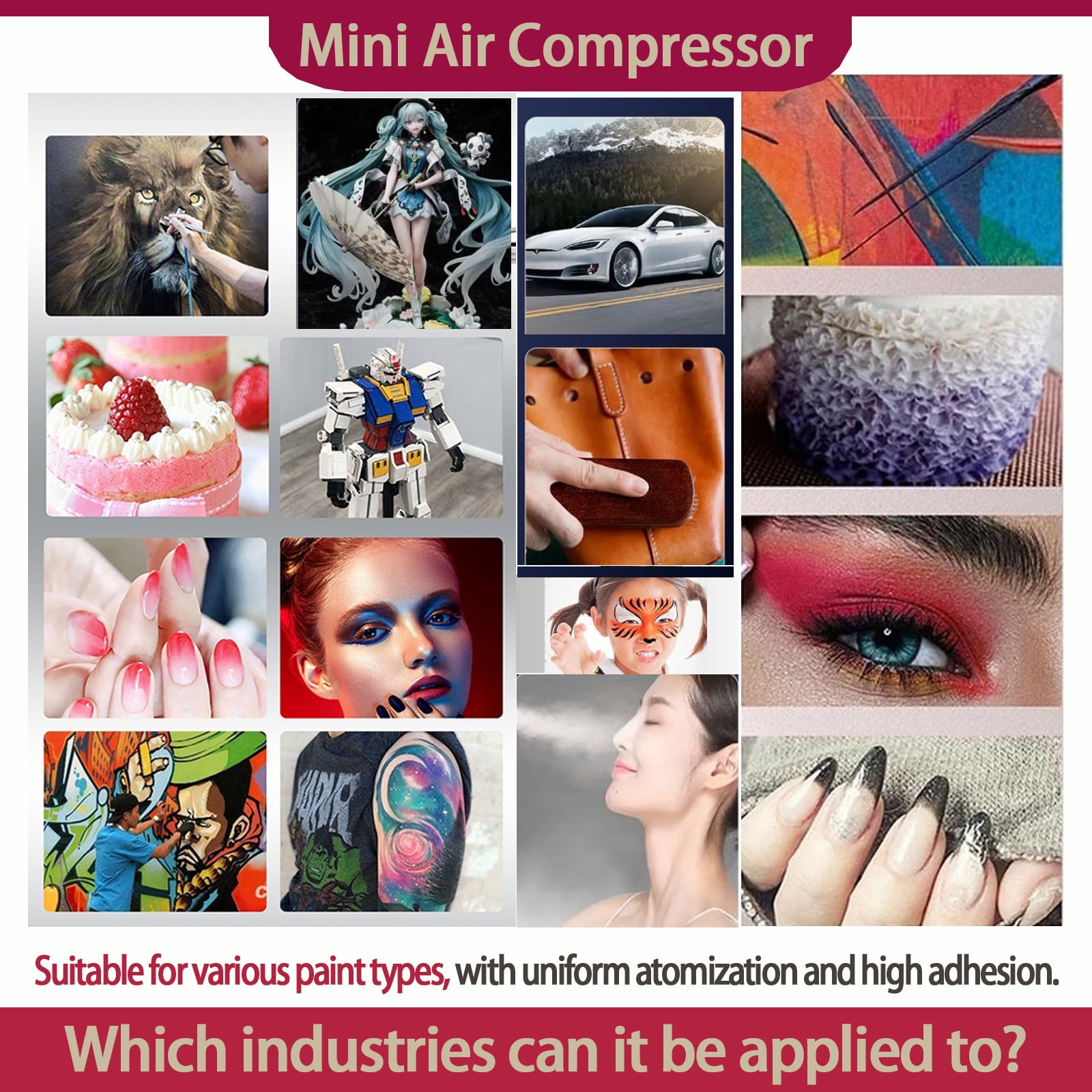 Airbrush kit TM80S-C black Only Compressor Whitout Airbrush Pen With TYPE-C air bursh pump