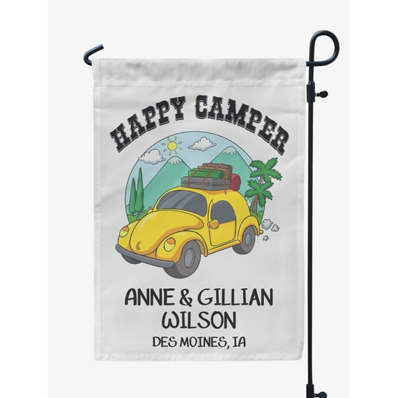 Printtoo White Happy Camper Family Camping Car 12.5x18 Inches Double SidedFlagsDouble Sided CampFlagCampsiteFlagPersonalized Camping Flags