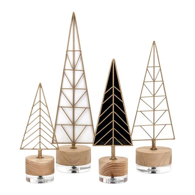 IMAX 80700-4 Deco Christmas Trees, Multi-Color - Set of 4