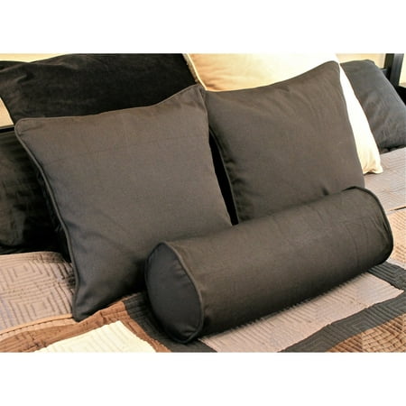 Blazing Needles Set of 3 - 18 in. Solid Pillows with Bolster Package